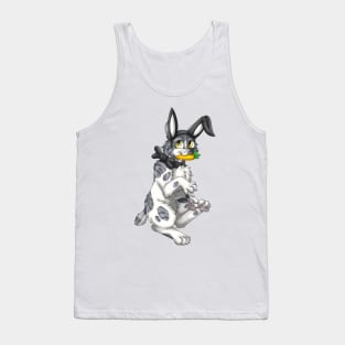 Bobtail BunnyCat: Grey Bicolor Tabby (Black) Tank Top